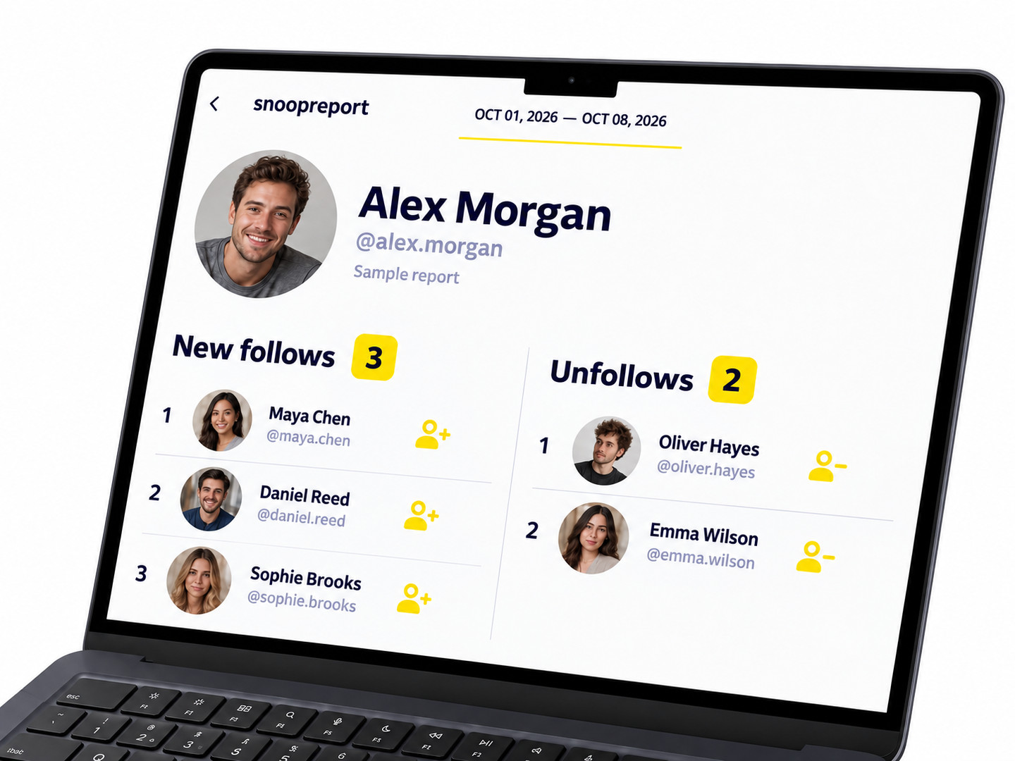 Instagram Follower Tracker report dashboard on desktop